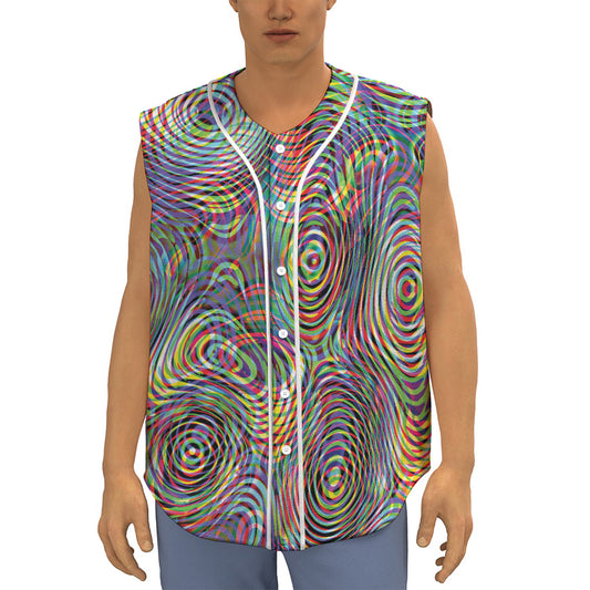 Multicolor Psychedelic Print Sleeveless Baseball Jersey
