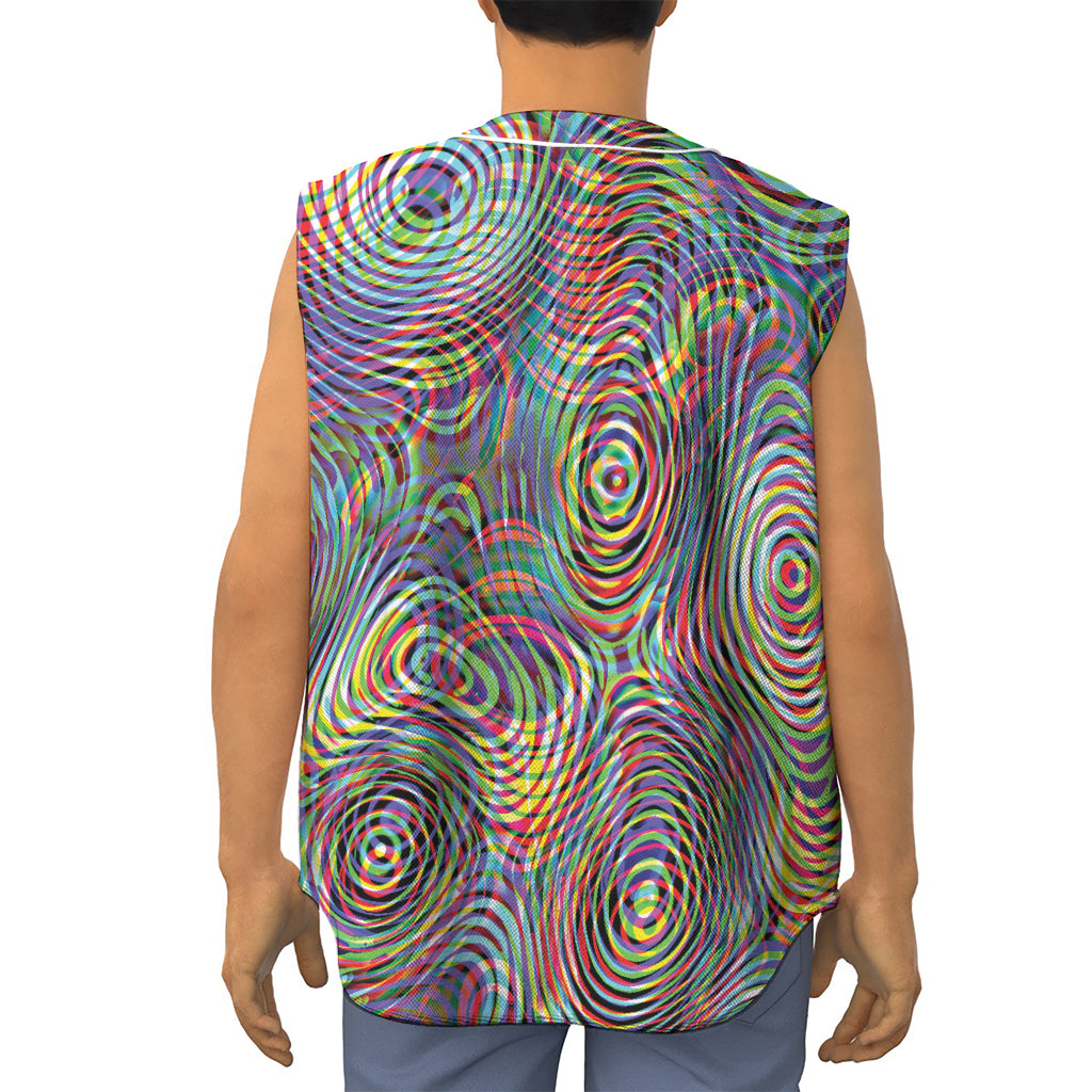 Multicolor Psychedelic Print Sleeveless Baseball Jersey