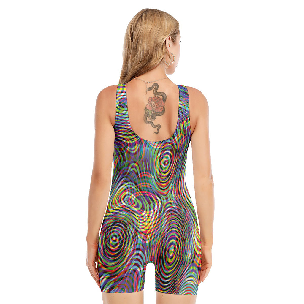 Multicolor Psychedelic Print Sleeveless One Piece Swimsuit