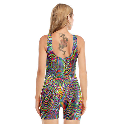 Multicolor Psychedelic Print Sleeveless One Piece Swimsuit