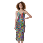 Multicolor Psychedelic Print Slim Fit Midi Cami Dress