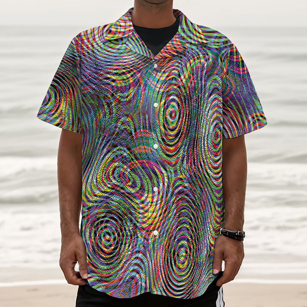 Multicolor Psychedelic Print Textured Short Sleeve Shirt