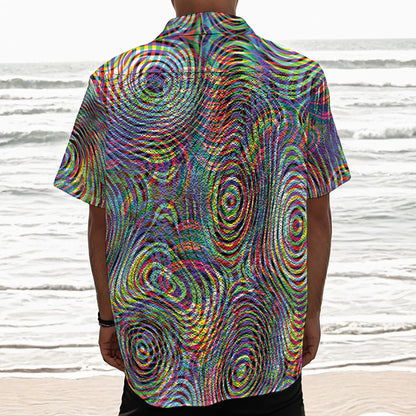 Multicolor Psychedelic Print Textured Short Sleeve Shirt