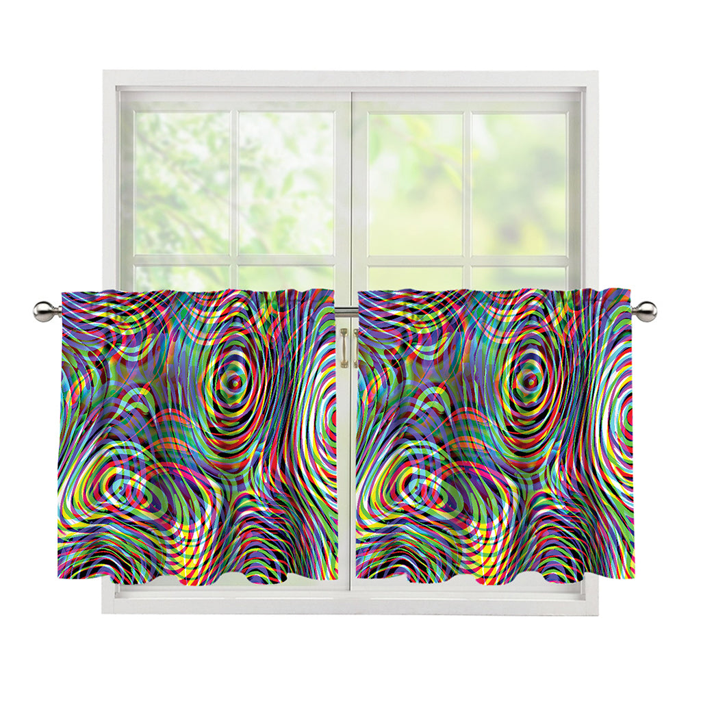 Multicolor Psychedelic Print Tier Curtains