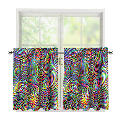 Multicolor Psychedelic Print Tier Curtains