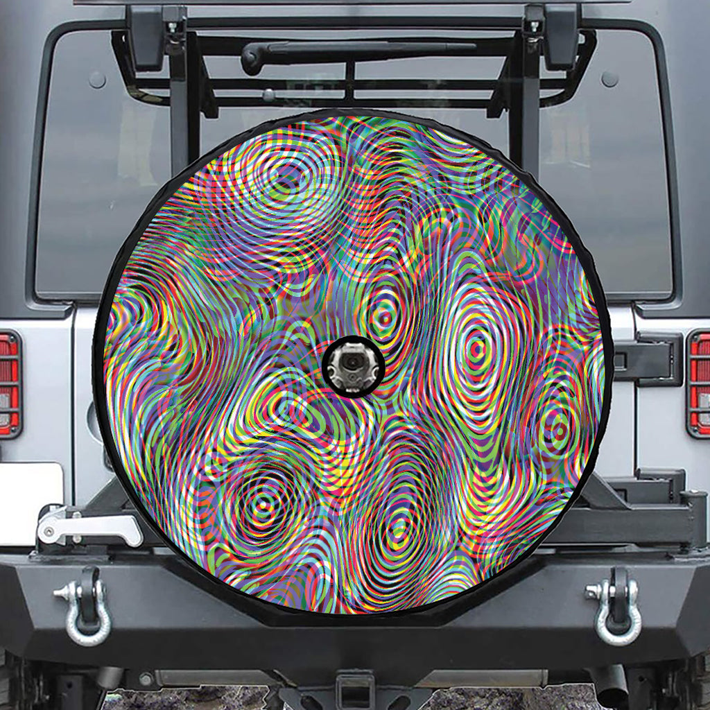 Multicolor Psychedelic Print Tire Cover With Camera Hole