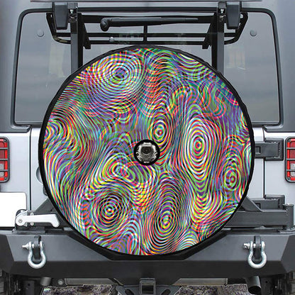 Multicolor Psychedelic Print Tire Cover With Camera Hole