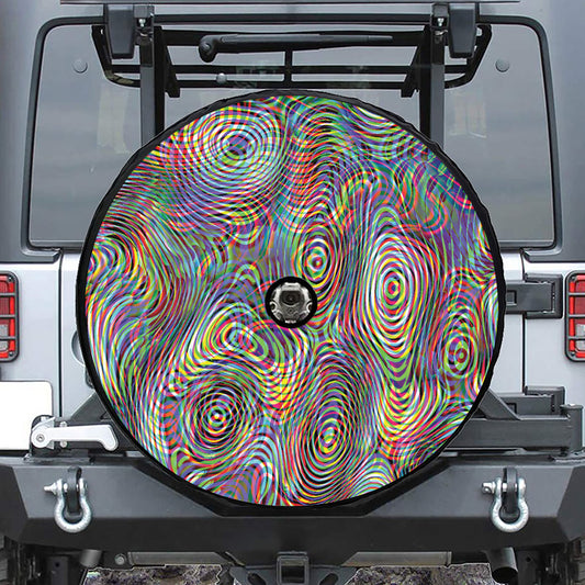Multicolor Psychedelic Print Tire Cover With Camera Hole