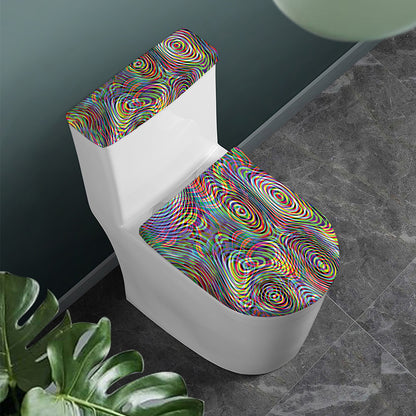 Multicolor Psychedelic Print Toilet Lid And Tank Cover Set