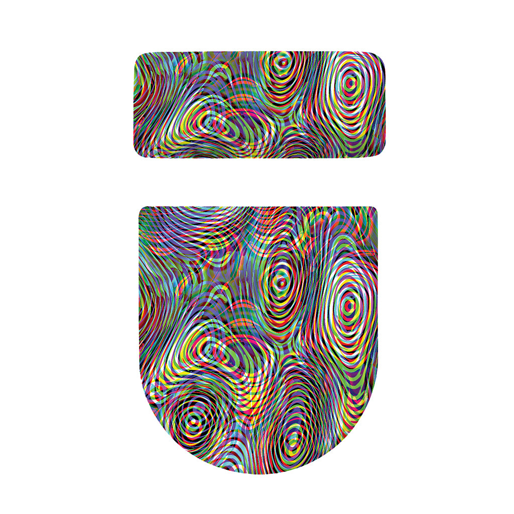 Multicolor Psychedelic Print Toilet Lid And Tank Cover Set