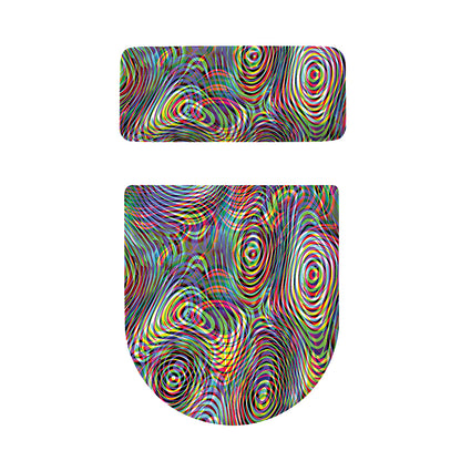 Multicolor Psychedelic Print Toilet Lid And Tank Cover Set