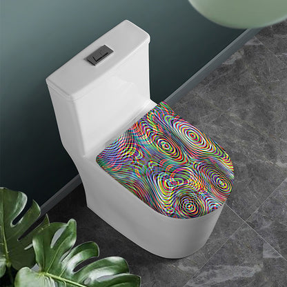 Multicolor Psychedelic Print Toilet Lid Cover
