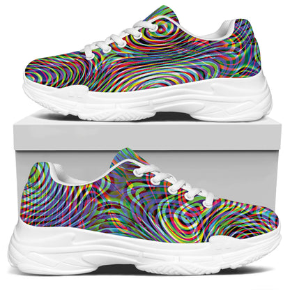 Multicolor Psychedelic Print White Chunky Shoes