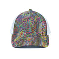 Multicolor Psychedelic Print White Mesh Trucker Hat