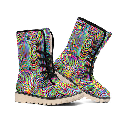 Multicolor Psychedelic Print Winter Boots
