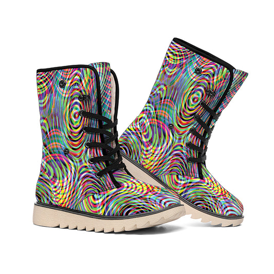 Multicolor Psychedelic Print Winter Boots