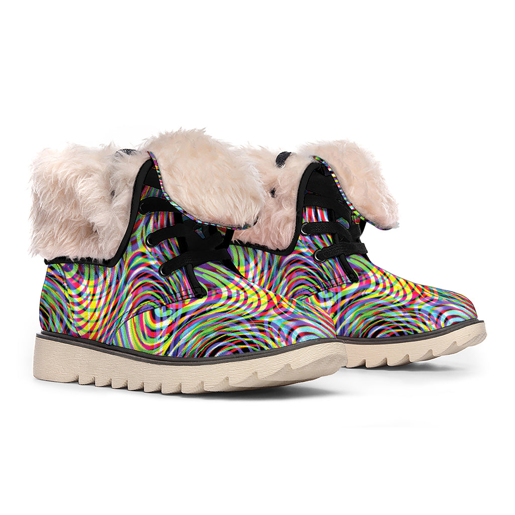 Multicolor Psychedelic Print Winter Boots