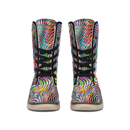 Multicolor Psychedelic Print Winter Boots