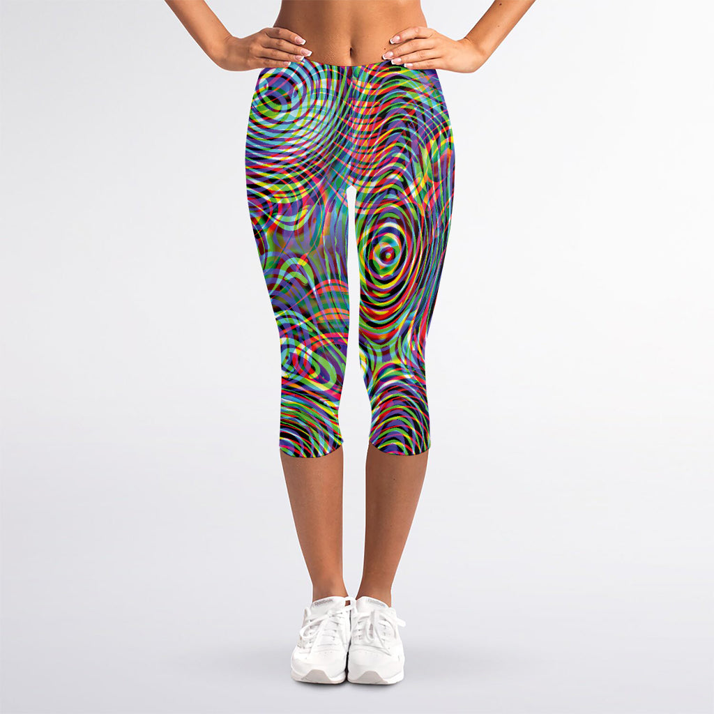 Multicolor Psychedelic Print Women's Capri Leggings