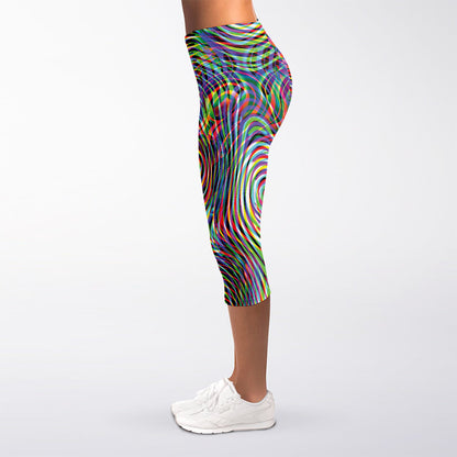 Multicolor Psychedelic Print Women's Capri Leggings