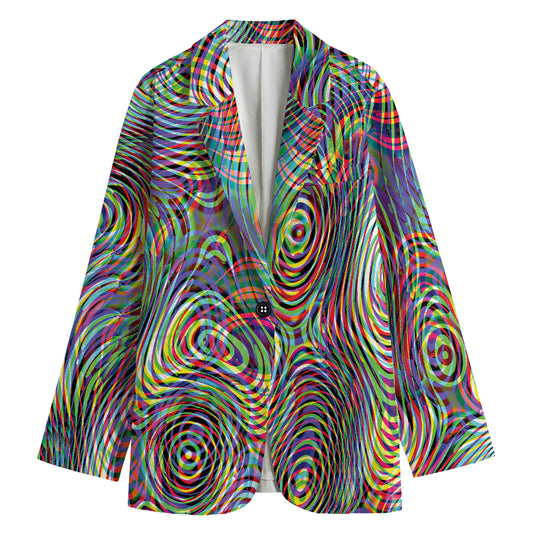 Multicolor Psychedelic Print Women's Cotton Blazer