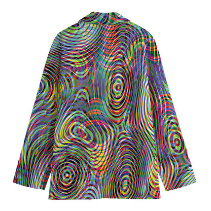 Multicolor Psychedelic Print Women's Cotton Blazer