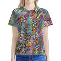 Multicolor Psychedelic Print Women's Polo Shirt