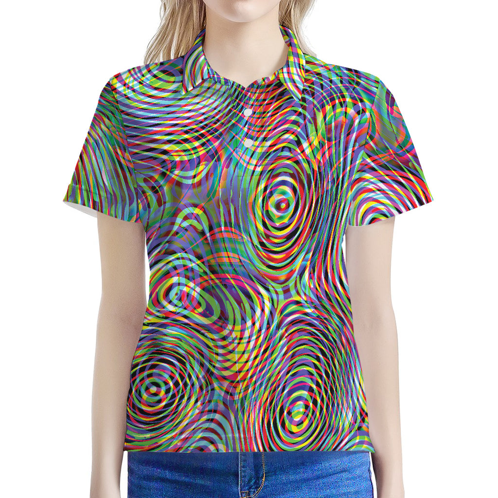 Multicolor Psychedelic Print Women's Polo Shirt