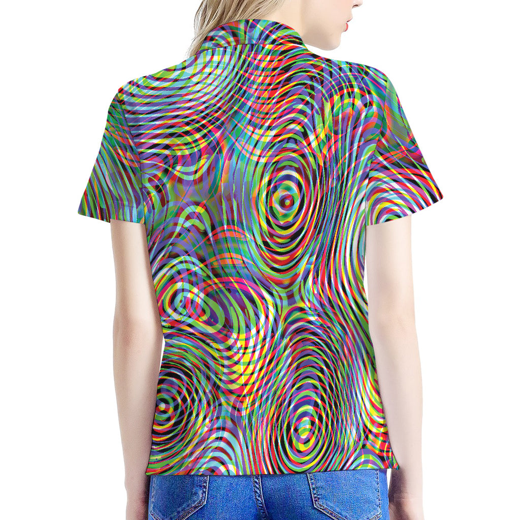 Multicolor Psychedelic Print Women's Polo Shirt