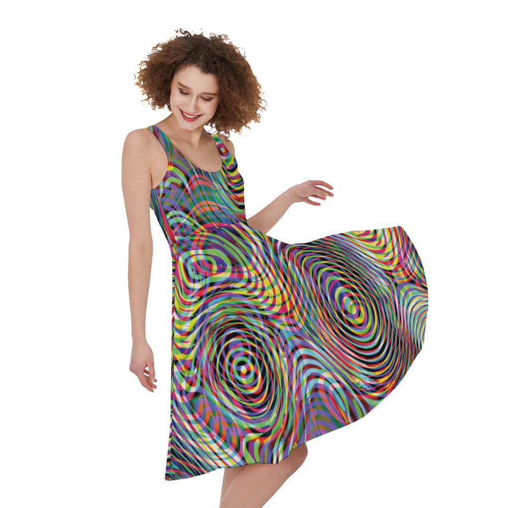 Multicolor Psychedelic Print Women's Sleeveless Dress