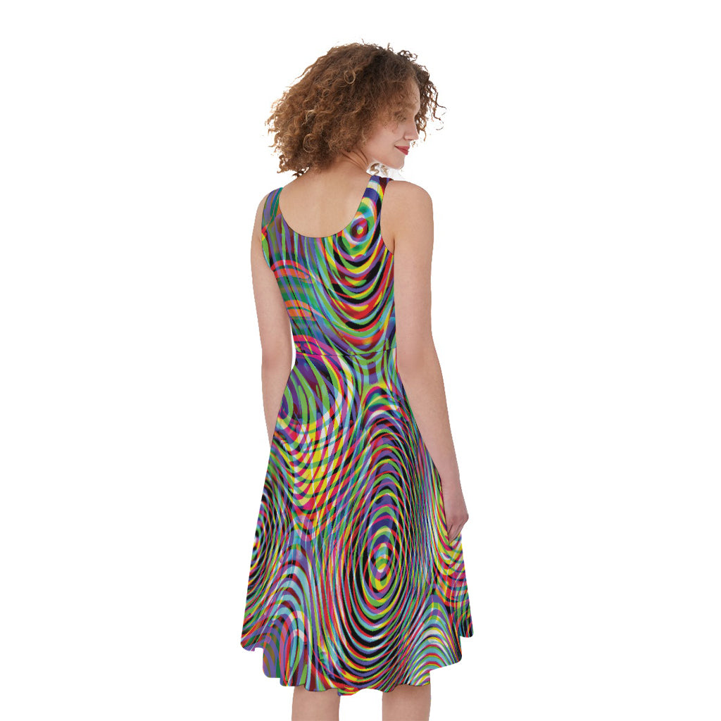 Multicolor Psychedelic Print Women's Sleeveless Dress