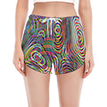 Multicolor Psychedelic Print Women's Split Running Shorts