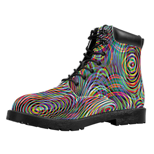 Multicolor Psychedelic Print Work Boots