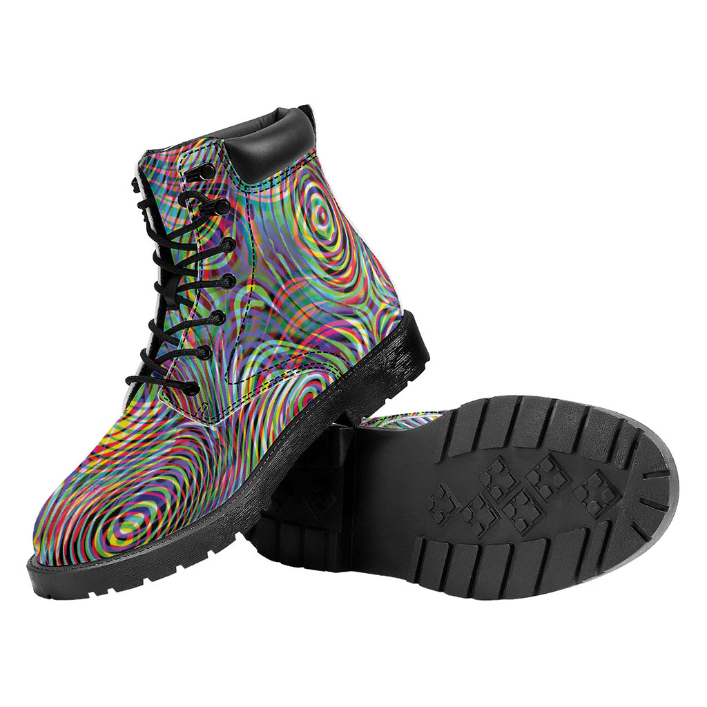 Multicolor Psychedelic Print Work Boots