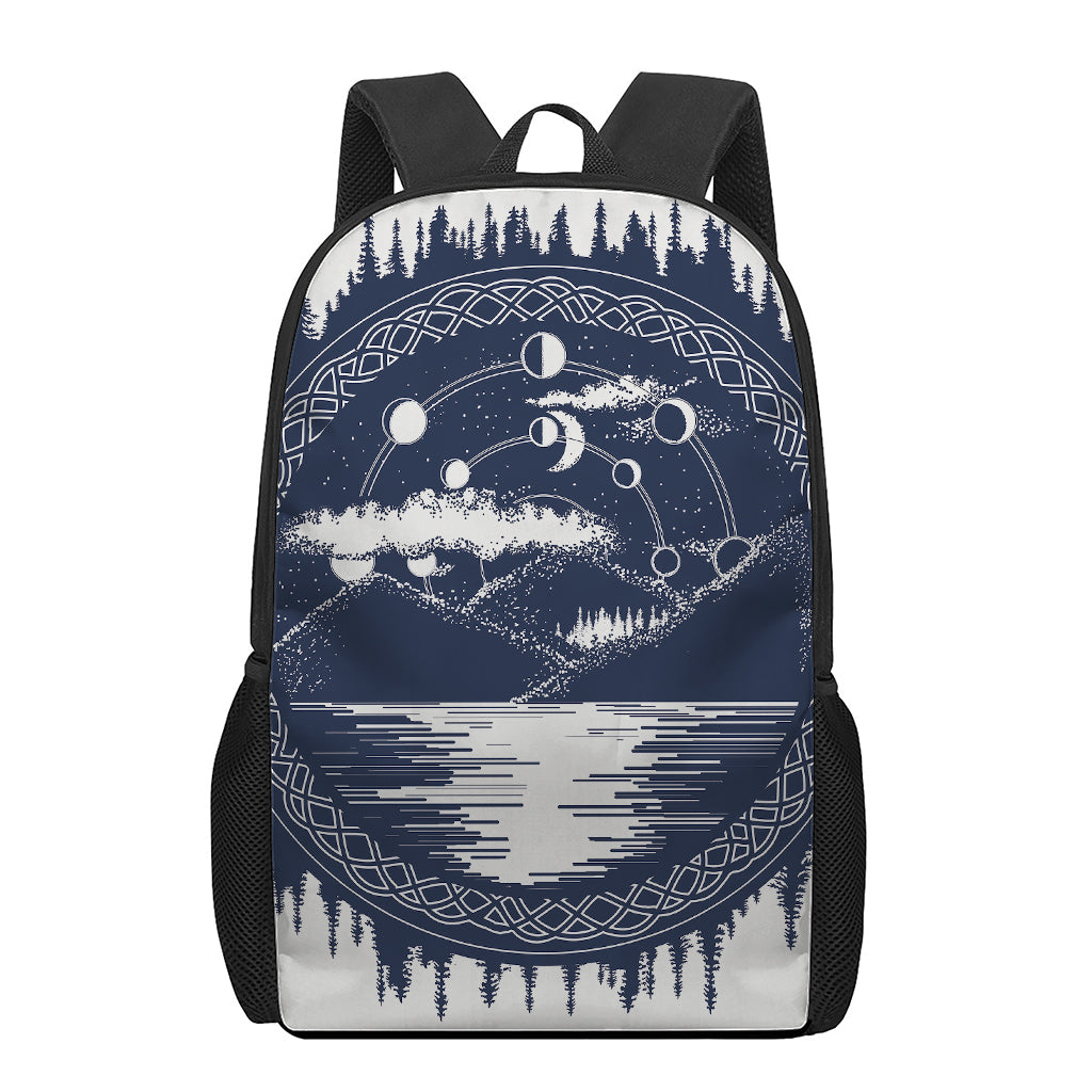 Mystical Lunar Phase Print 17 Inch Backpack