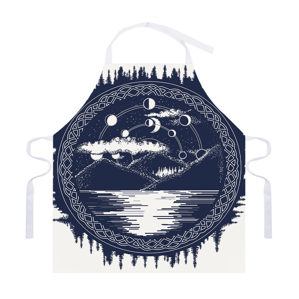 Mystical Lunar Phase Print Adjustable Apron