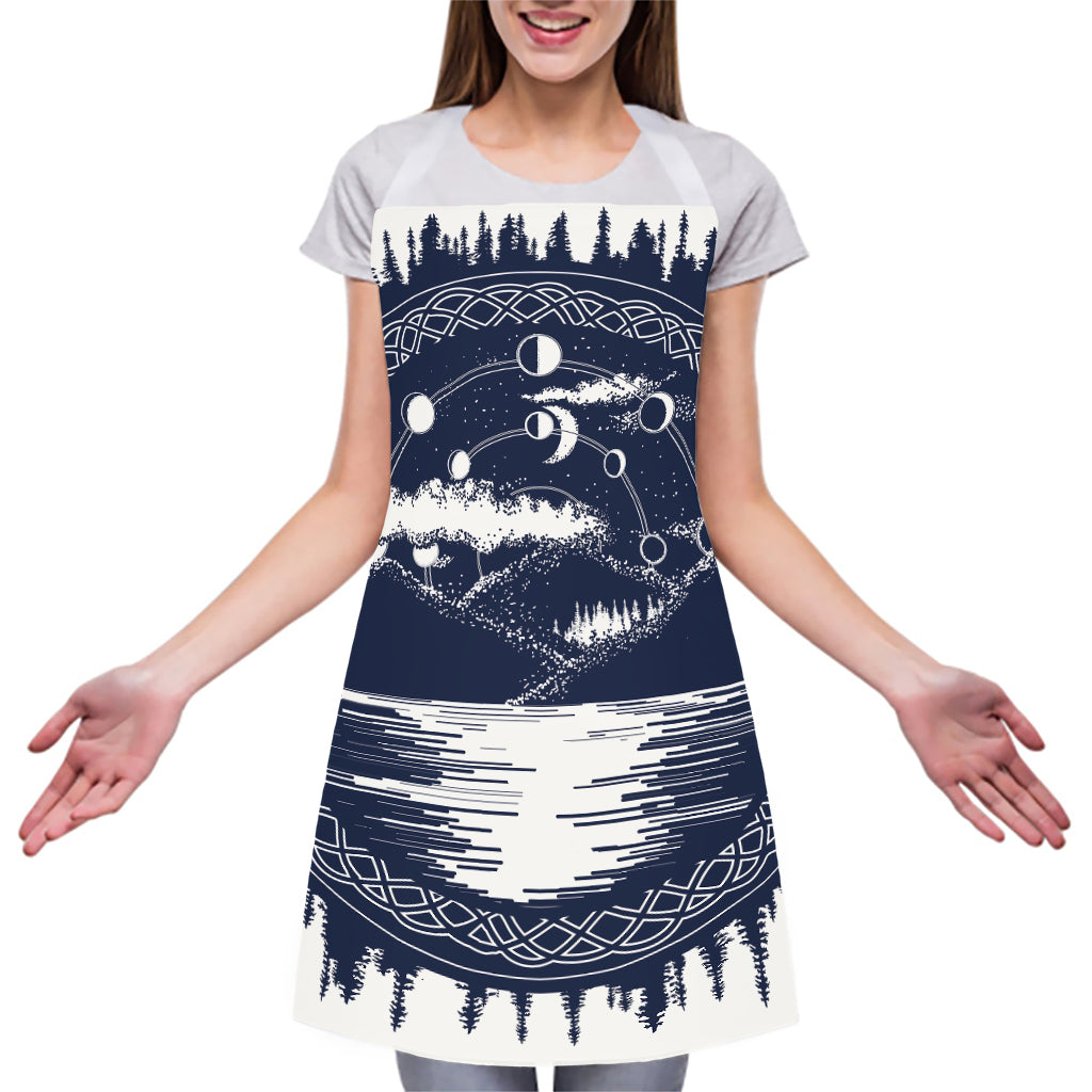 Mystical Lunar Phase Print Adjustable Apron