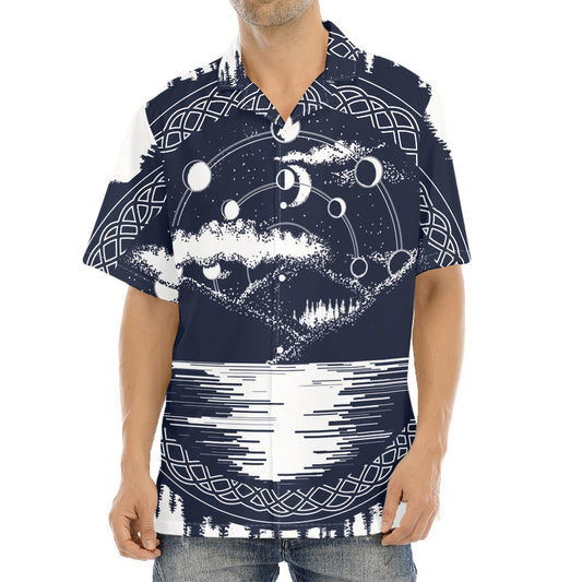 Mystical Lunar Phase Print Aloha Shirt