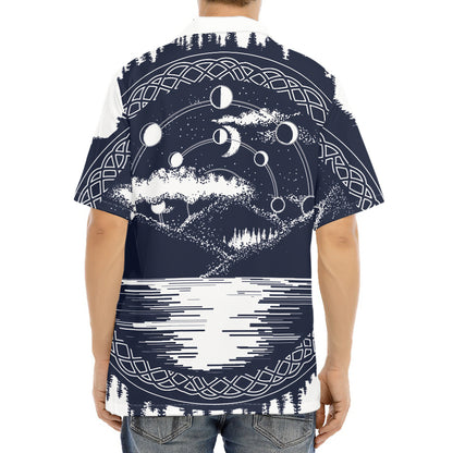 Mystical Lunar Phase Print Aloha Shirt