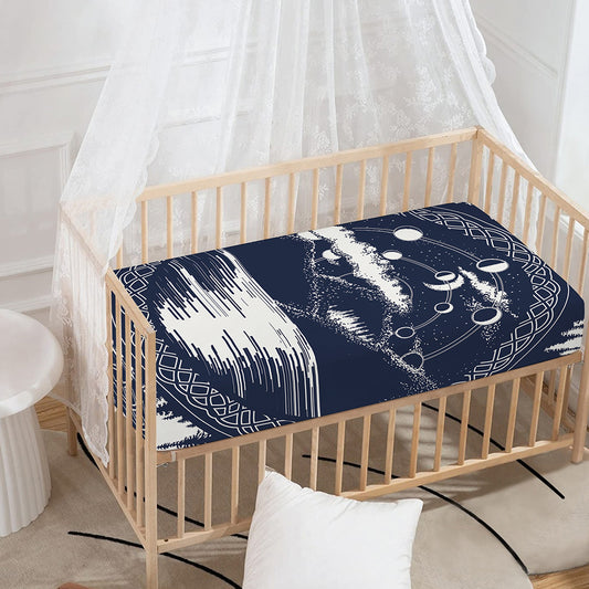 Mystical Lunar Phase Print Baby Crib Sheet