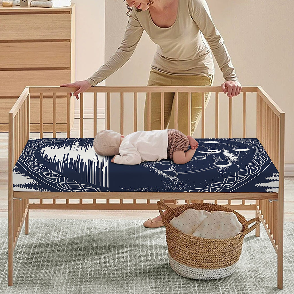 Mystical Lunar Phase Print Baby Crib Sheet