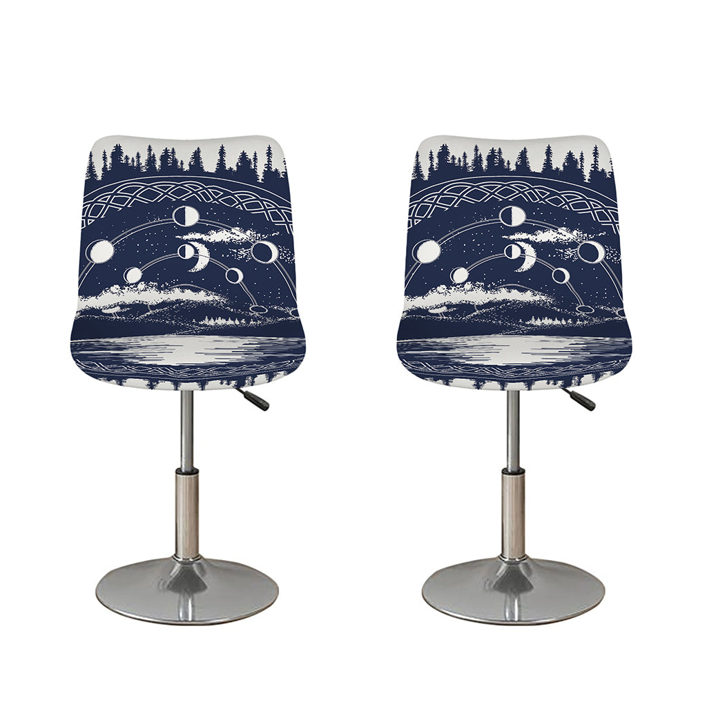 Mystical Lunar Phase Print Bar Stool Covers