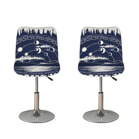 Mystical Lunar Phase Print Bar Stool Covers
