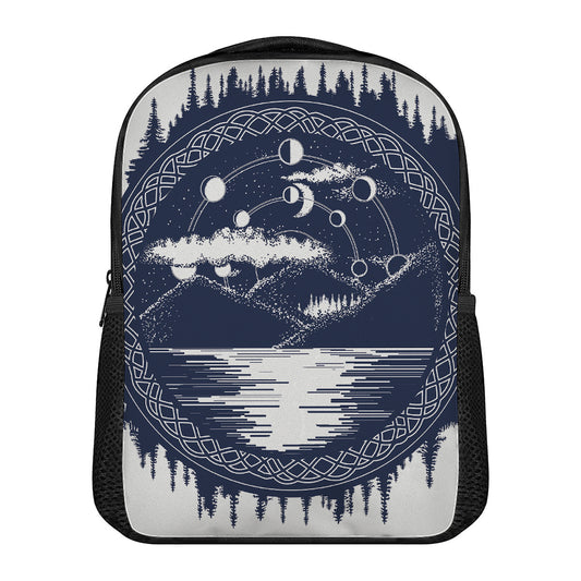 Mystical Lunar Phase Print Casual Backpack