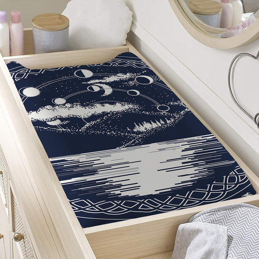 Mystical Lunar Phase Print Changing Pad Cover