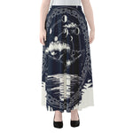 Mystical Lunar Phase Print Chiffon Maxi Skirt