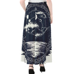 Mystical Lunar Phase Print Chiffon Maxi Skirt