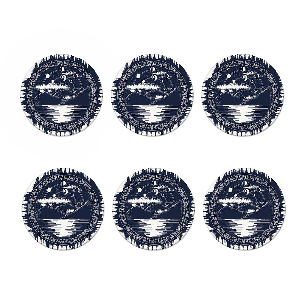 Mystical Lunar Phase Print Coaster Set