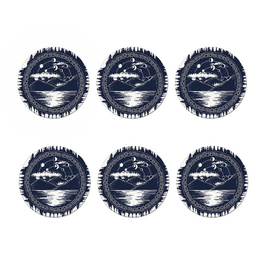 Mystical Lunar Phase Print Coaster Set