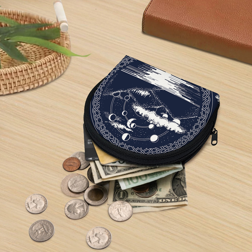 Mystical Lunar Phase Print Coin Purse